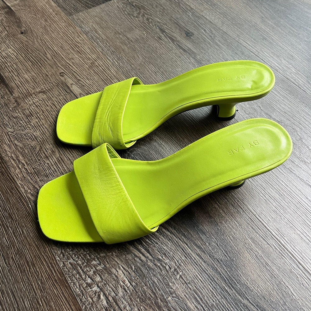 BY FAR Lime Green Leather Sandals Size 39 or 8.5